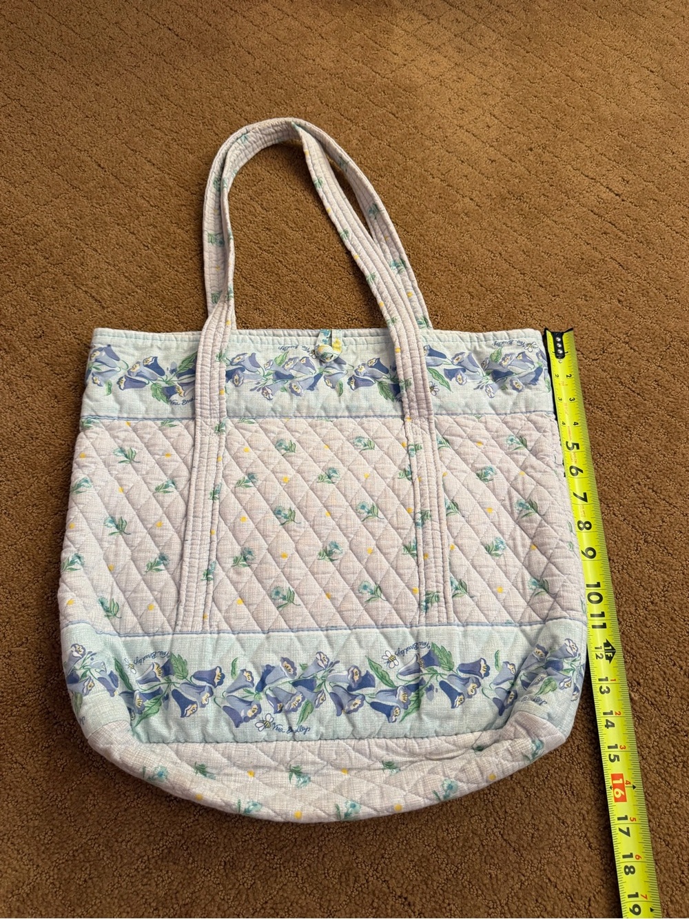Vintage Vera Bradley Light Blue Floral Shoulder Tote Bag Retired Pattern Y2K - Picture 2 of 10